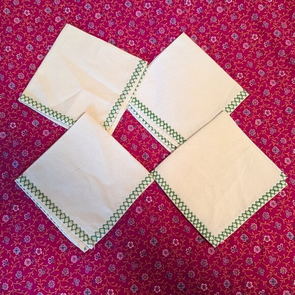 Vintage Handmade Embroidered Guatemalan 4 Napkins Handkerchiefs Folk Art - Picture 7 of 7